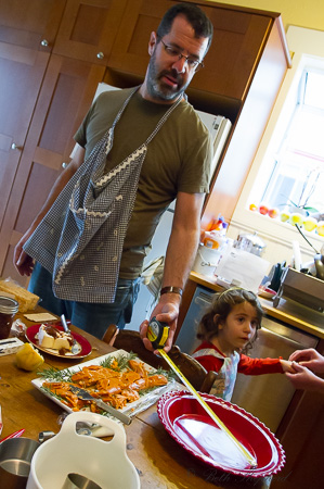 The boys and their aprons and tape measure