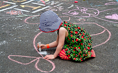 Chalk coloring at Hopscotch C.D. 