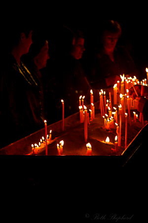 Armenians at church with candles