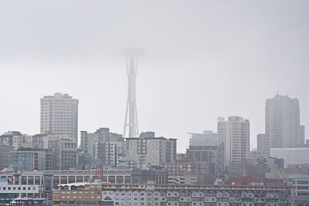 Space Needle in the fog