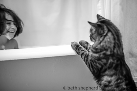 Ardea and Winslow in the tub