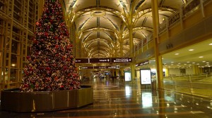 A christmas tree at the airport