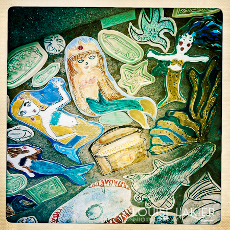 Mermaids, Mosaic, Beach, Golden Gardens, Bench
