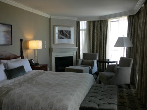 A corner room in Magnolia Hotel & Spa.
