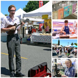 Calvin Miller busking and vendors