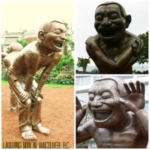 collage of laughing man