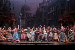 The cast on stage in Oliver!