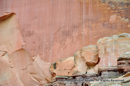 Petroglyphs on the canyon walls