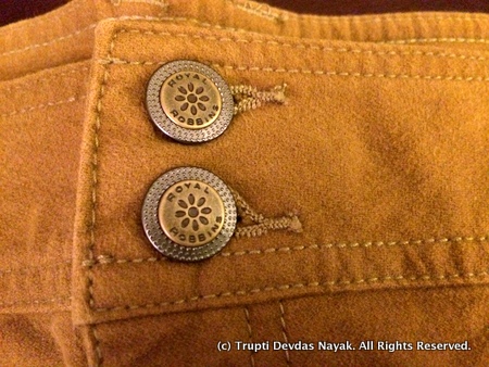 Sturdy but pretty buttons on the Glen Canyon pants from Royal Robbins