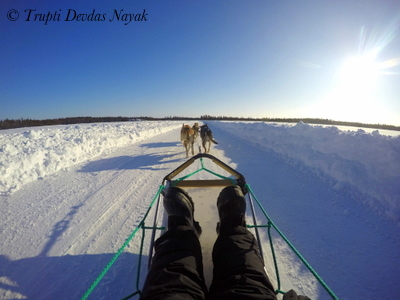 Riding towards the endless horizon in Yellowknife