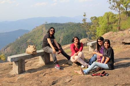 Girlfriends having a breather at Yercaud 