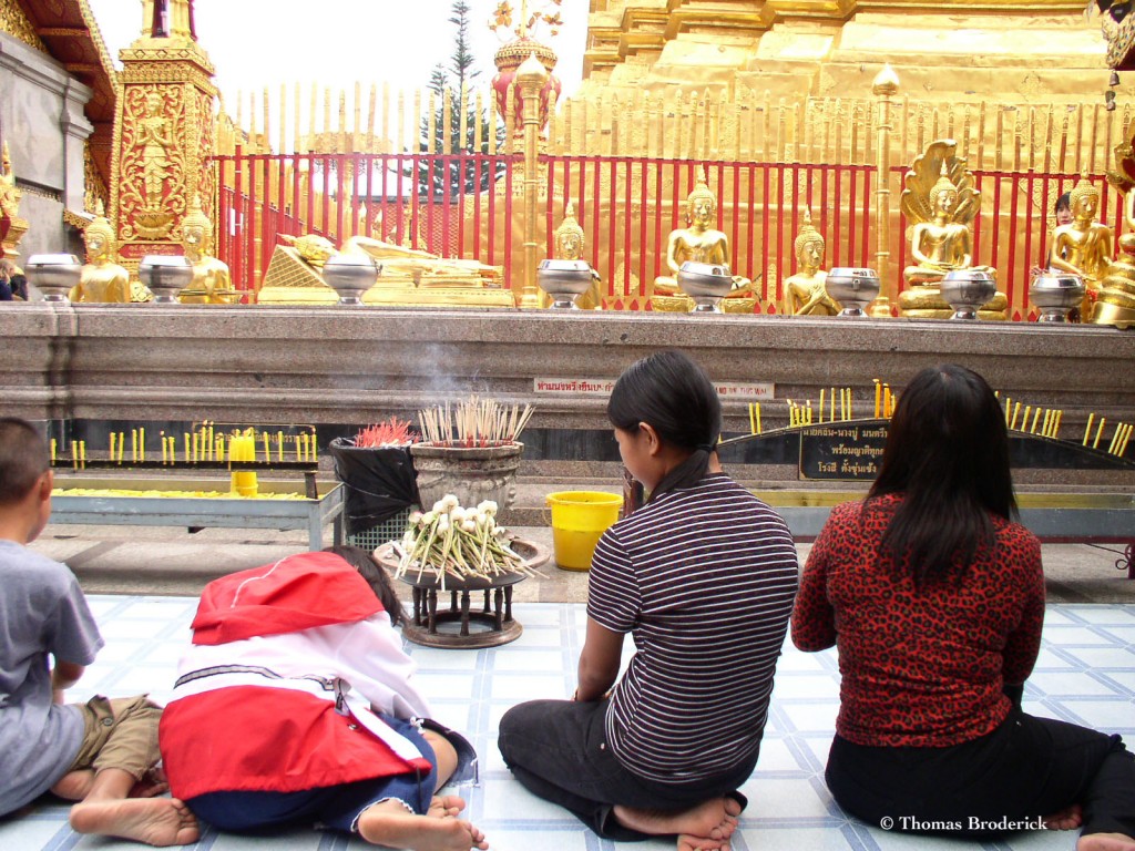 Praying and Offerings at Wat Doi Sutep, Chiang Mai