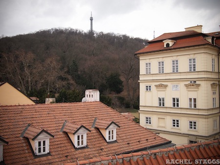 Petrin Hill from Hotel Sax patio boutique czech republic