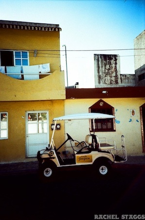 golf cart on isla mujeres captured on film in mexico