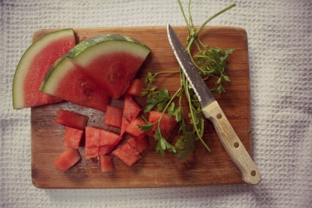 Watermelon and cilantro