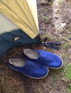 OluKai shoes at campsite