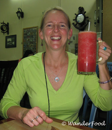 Beth with watermelon juice