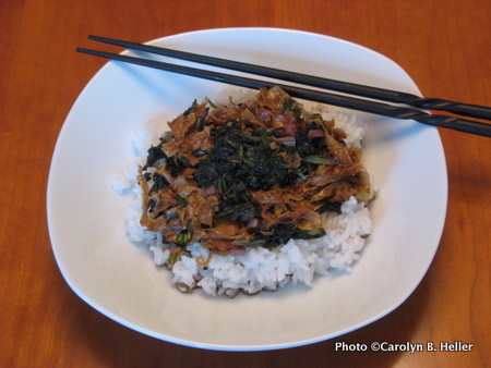 Bean curd sheets with greens