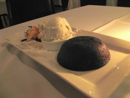 Chocolate lava cake at the Galiano Inn