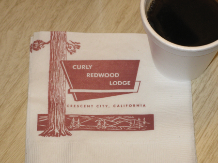 Retro napkins at the Curly Redwood Lodge