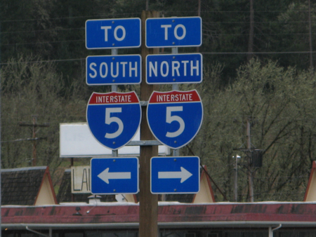 Road signs on Interstate 5, Oregon