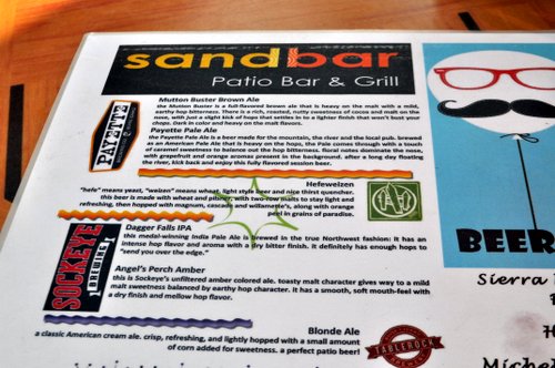 Sand Bar Beer Menu