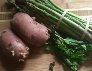 potatoes, asparagus and mint