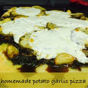 Homemade potato garlic pizza 