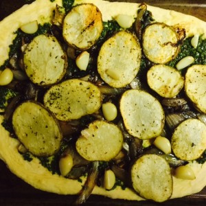 Homemade potato garlic pizza 