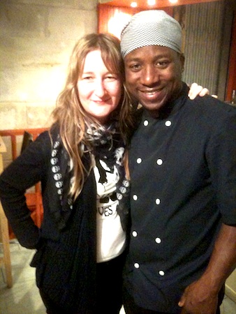 rachel with chef of fast plantain, bordeaux, france