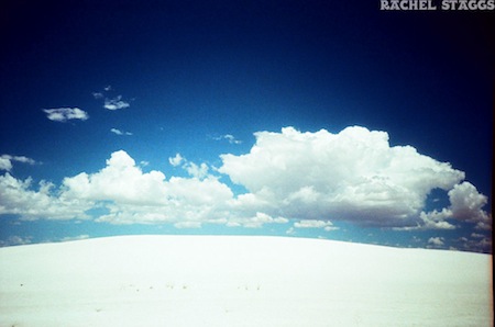 white sands national monument new mexico gypsum sand cloud landscape on film