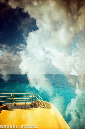 isla mujeres ferry cancun clouds double exposure