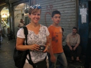 Lisa Egle in Syria near the Aleppo Souk