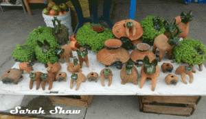 Chia pets for sale near El Tule in Oaxaca, Mexico