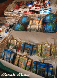 Flags of the World, Luggage and Globe Christmas Ornaments at Bronner's in Frankenmuth, Michigan