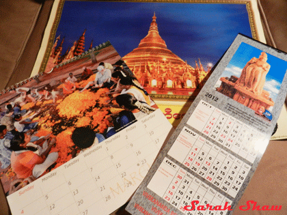 Calendar Souvenirs from India and Myanmar