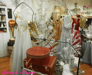 Vintage dresses and tinsel trees