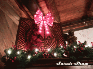 Heating grate transformed into holiday decoration