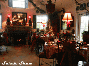 Dining space decorated for Christmas