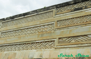 Patterns on a wall at the Zapotec ruins of Mitla