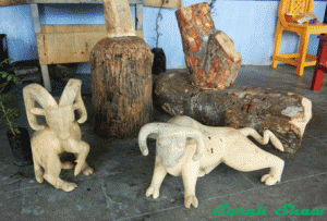Zapotec carvings and copal logs