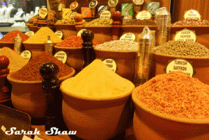 Spice Vendor in at the Egyptian Bazaar