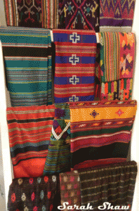 Colorful weavings for sale at Ock Pop Tok