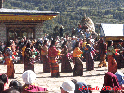 Folk Dancers in Festival in Bumthang