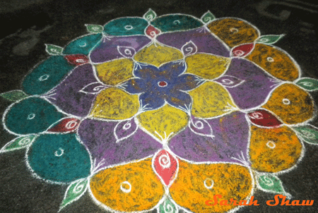 Complete kolam in Pondicherry, India