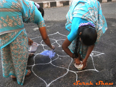 Second step of Kolam creation