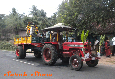 Pongal procession through a village