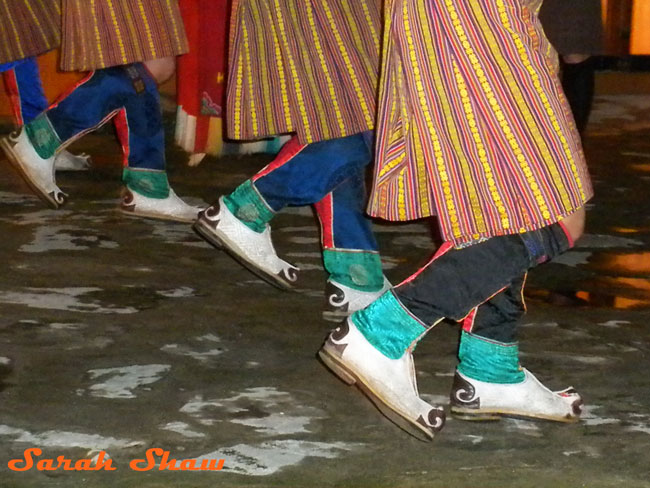 Traditional boots on Bhutanese folk dancer