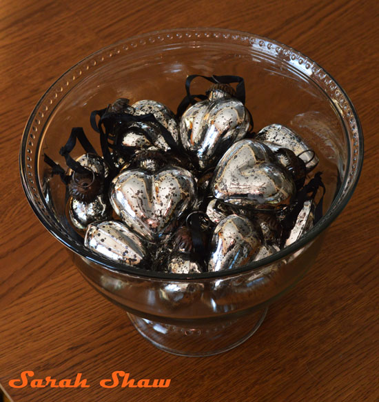 Silver Hearts in a Footed Bowl