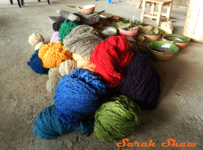 Yarn dyed with natural plant materials